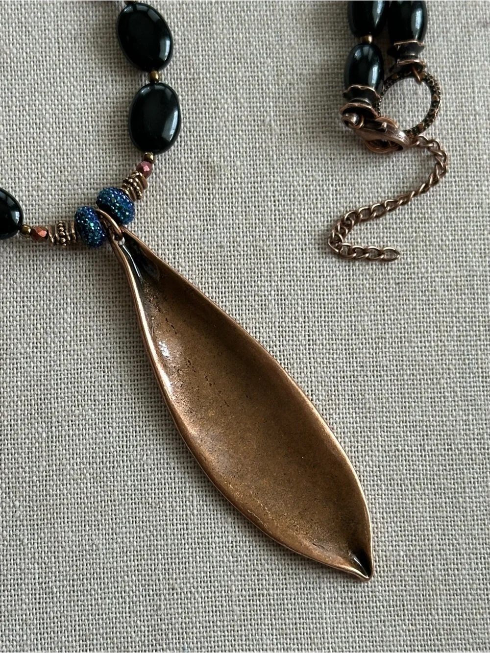 26-1/2 inch Onyx and Copper bead necklace NWOT